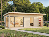 Andrea 21,1 m² (7,4x3 m | 44 mm) Modernne palkmaja kuuriga
