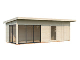 Andrea 21,1 m² (7,4x3 m | 44 mm) Modernne palkmaja kuuriga