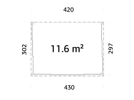 Lumi 11,6 m² (4,2x3 m | 120x120 mm) Seinale kinnituv klaaspaviljon aia laienduseks