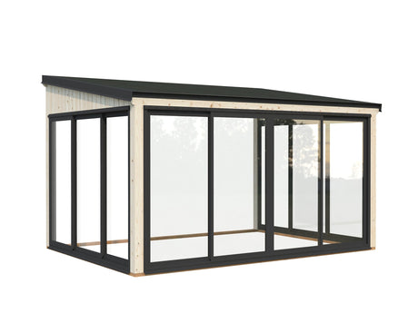 Lumi 11,6 m² (4,2x3 m | 120x120 mm) Seinale kinnituv klaaspaviljon aia laienduseks