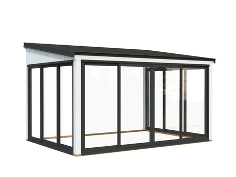 Lumi 11,6 m² (4,2x3 m | 120x120 mm) Seinale kinnituv klaaspaviljon aia laienduseks