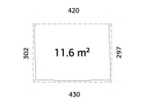 Lumi 11,6 m² (4,2x3 m | 120x120 mm) Seinale kinnituv klaaspaviljon aia laienduseks