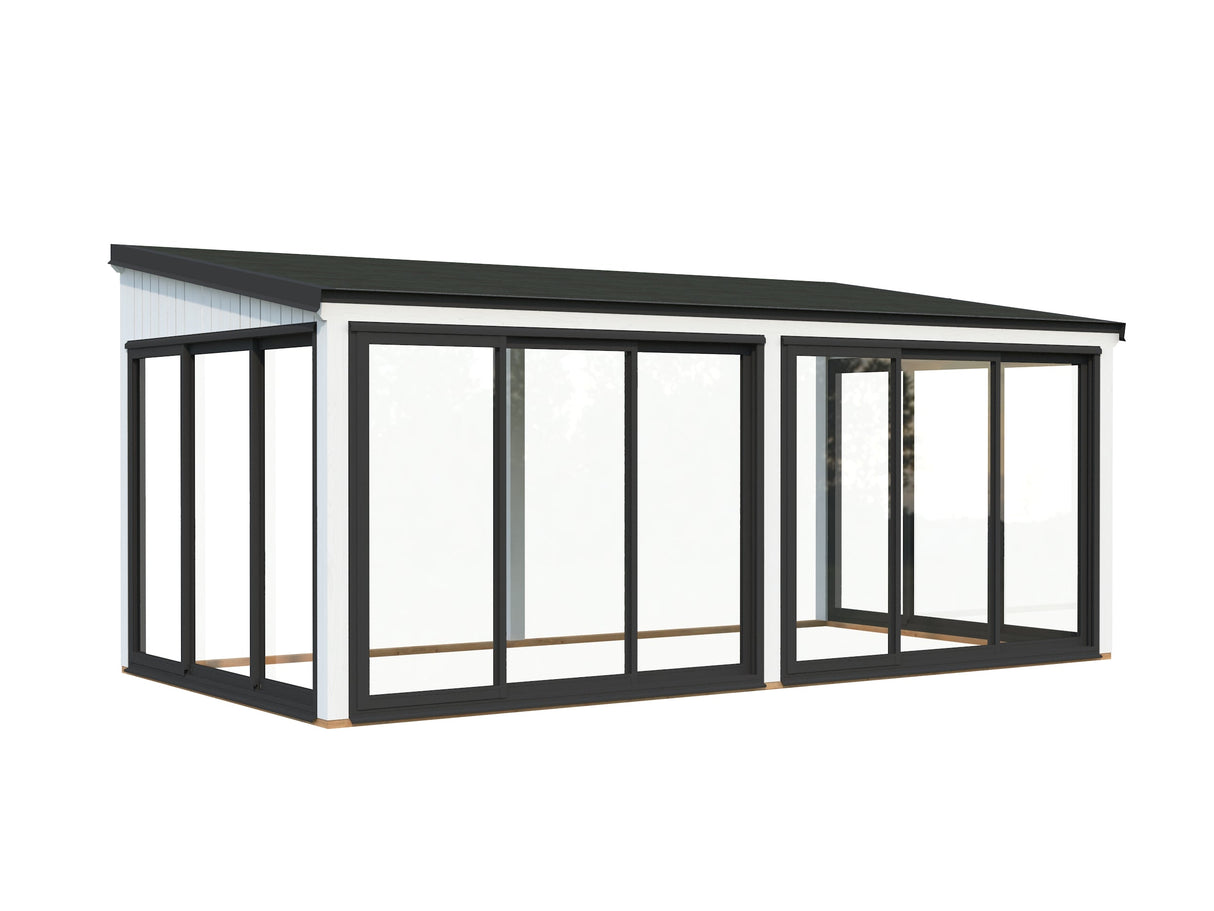 Lumi 16,2 m² (5,8x3 m | 120x120 mm) Modernne seinale kinnituv klaaspaviljon aeda