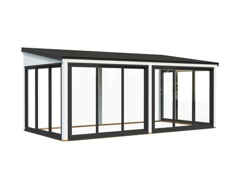 Lumi 16,2 m² (5,8x3 m | 120x120 mm) Modernne seinale kinnituv klaaspaviljon aeda