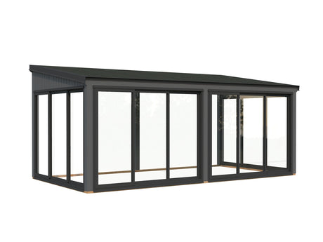 Lumi 16,2 m² (5,8x3 m | 120x120 mm) Modernne seinale kinnituv klaaspaviljon aeda