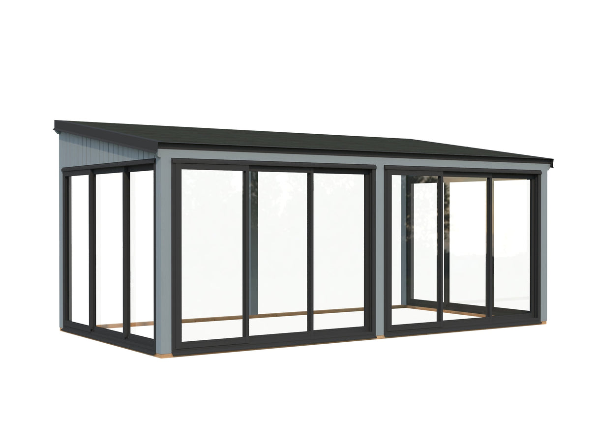 Lumi 16,2 m² (5,8x3 m | 120x120 mm) Modernne seinale kinnituv klaaspaviljon aeda