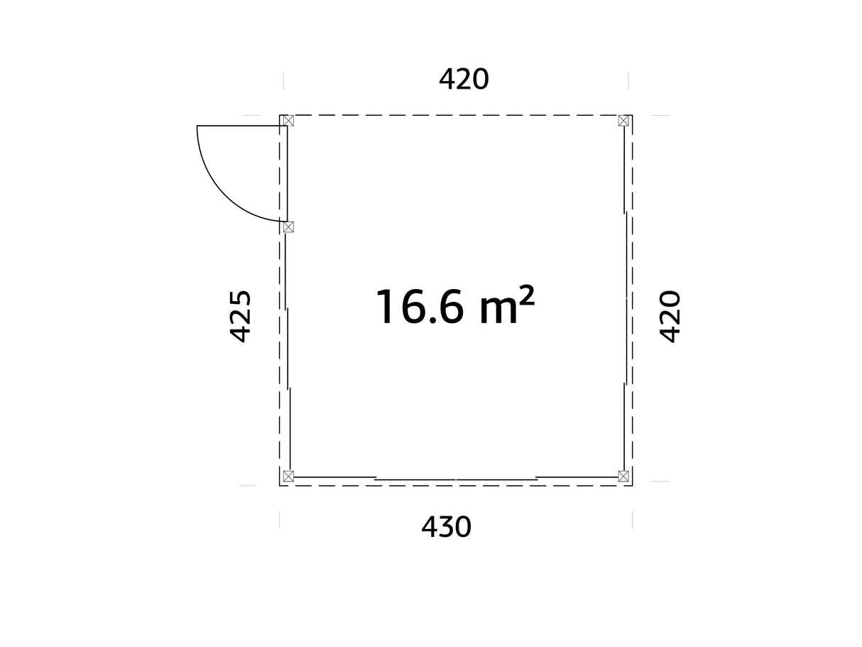 Lumi 16,6 m² (4,2x4,2 m | 120x120 mm) Seinale kinnituv puidust ja klaasist paviljon aeda