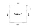 Lumi 16,6 m² (4,2x4,2 m | 120x120 mm) Seinale kinnituv puidust ja klaasist paviljon aeda