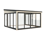 Lumi 16,6 m² (4,2x4,2 m | 120x120 mm) Seinale kinnituv puidust ja klaasist paviljon aeda