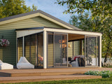 Lumi 16,6 m² (4,2x4,2 m | 120x120 mm) Seinale kinnituv puidust ja klaasist paviljon aeda