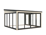 Lumi 16,6 m² (4,2x4,2 m | 120x120 mm) Seinale kinnituv puidust ja klaasist paviljon aeda