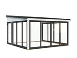 Lumi 16,6 m² (4,2x4,2 m | 120x120 mm) Seinale kinnituv puidust ja klaasist paviljon aeda