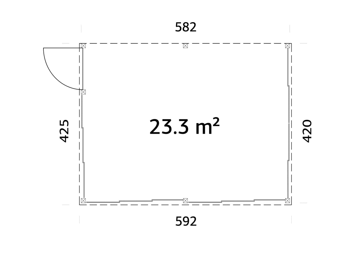 Lumi 23,3 m² (5,8x4,2 m | 120x120 mm) Ruumikas seinale kinnituv klaaspaviljon või suvetuba aeda