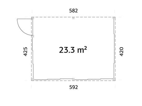 Lumi 23,3 m² (5,8x4,2 m | 120x120 mm) Ruumikas seinale kinnituv klaaspaviljon või suvetuba aeda