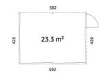 Lumi 23,3 m² (5,8x4,2 m | 120x120 mm) Ruumikas seinale kinnituv klaaspaviljon või suvetuba aeda