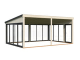 Lumi 23,3 m² (5,8x4,2 m | 120x120 mm) Ruumikas seinale kinnituv klaaspaviljon või suvetuba aeda