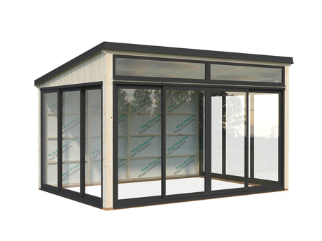 Saga 11,6 m² (4,2x3 m | 120x120 mm) Kompaktne eraldiseisev klaasaed või suvetuba aeda