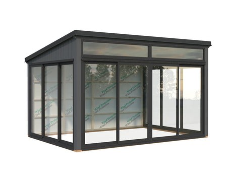Saga 11,6 m² (4,2x3 m | 120x120 mm) Kompaktne eraldiseisev klaasaed või suvetuba aeda