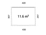 Saga 11,6 m² (4,2x3 m | 120x120 mm) Kompaktne eraldiseisev klaasaed või suvetuba aeda