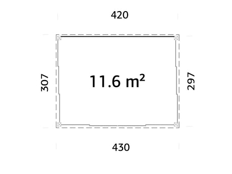 Saga 11,6 m² (4,2x3 m | 120x120 mm) Kompaktne eraldiseisev klaasaed või suvetuba aeda