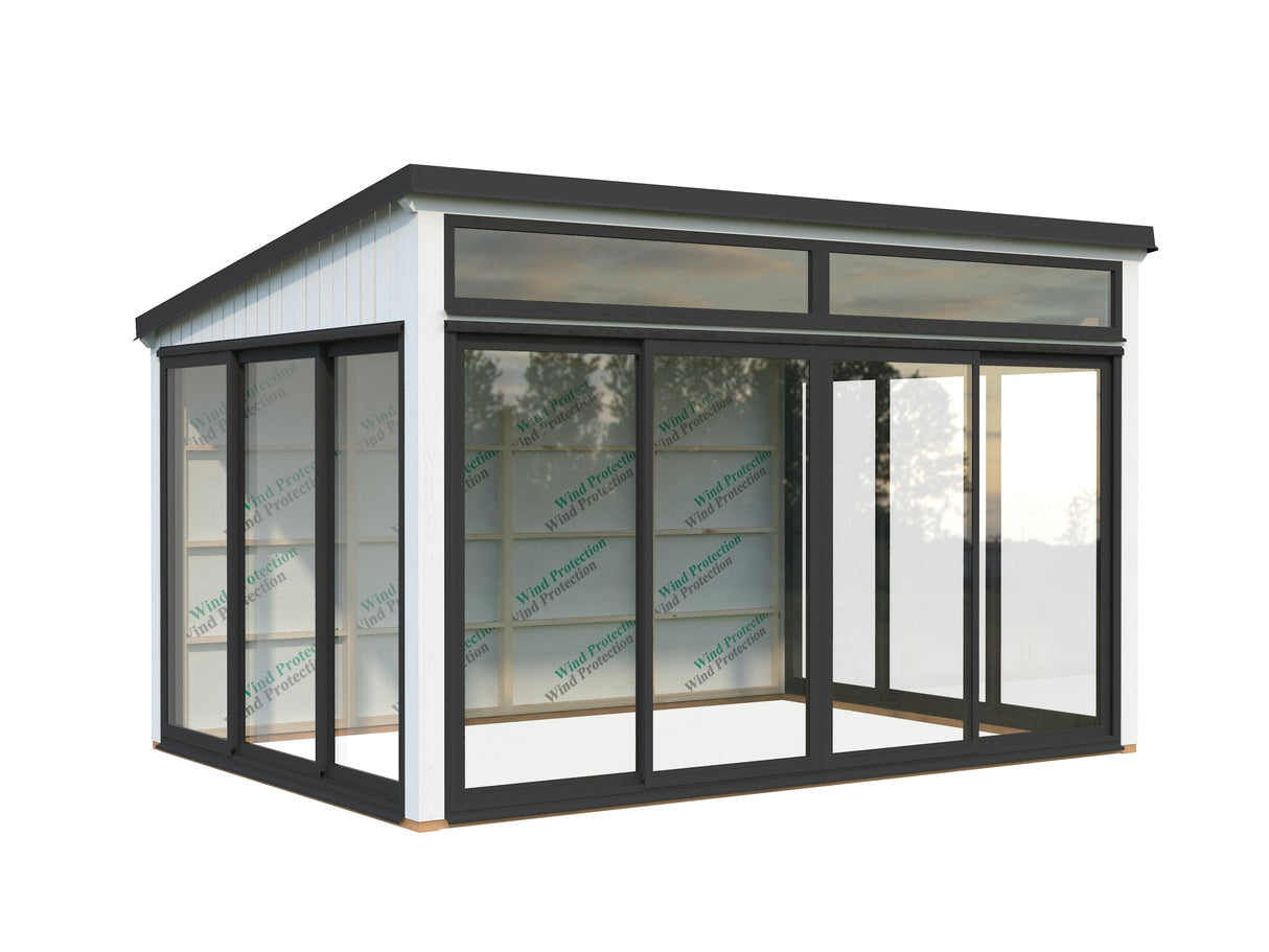 Saga 11,6 m² (4,2x3 m | 120x120 mm) Kompaktne eraldiseisev klaasaed või suvetuba aeda