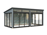 Saga 16,2 m² (5,8x3 m | 120x120 mm) Eraldiseisev modernne klaasaed või suvetuba aeda