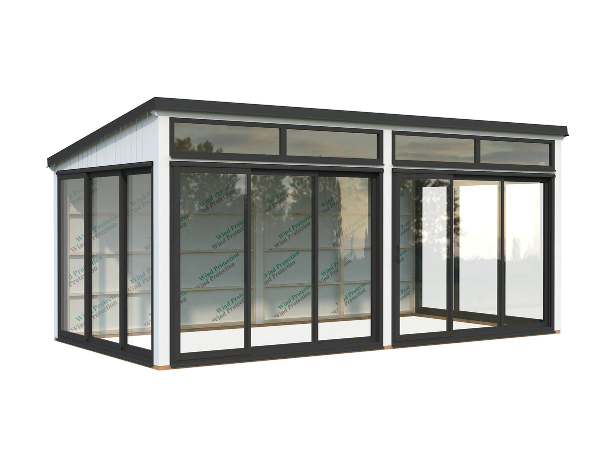 Saga 16,2 m² (5,8x3 m | 120x120 mm) Eraldiseisev modernne klaasaed või suvetuba aeda