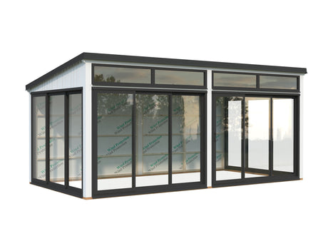 Saga 16,2 m² (5,8x3 m | 120x120 mm) Eraldiseisev modernne klaasaed või suvetuba aeda