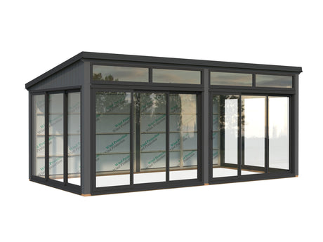 Saga 16,2 m² (5,8x3 m | 120x120 mm) Eraldiseisev modernne klaasaed või suvetuba aeda