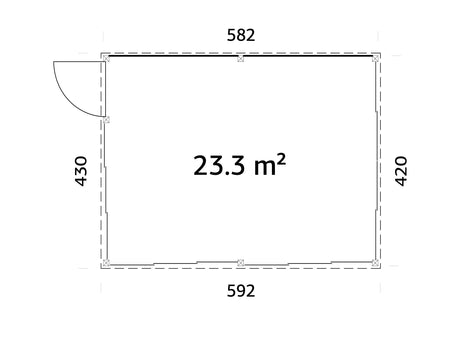 Saga 23,3 m² (5,8x4,2 m | 120x120 mm) Ruumikas ja modernne eraldiseisev klaasaed või suvetuba aeda