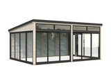 Saga 23,3 m² (5,8x4,2 m | 120x120 mm) Ruumikas ja modernne eraldiseisev klaasaed või suvetuba aeda