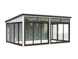 Saga 23,3 m² (5,8x4,2 m | 120x120 mm) Ruumikas ja modernne eraldiseisev klaasaed või suvetuba aeda