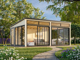 Saga 23,3 m² (5,8x4,2 m | 120x120 mm) Ruumikas ja modernne eraldiseisev klaasaed või suvetuba aeda