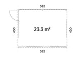 Saga 23,3 m² (5,8x4,2 m | 120x120 mm) Ruumikas ja modernne eraldiseisev klaasaed või suvetuba aeda
