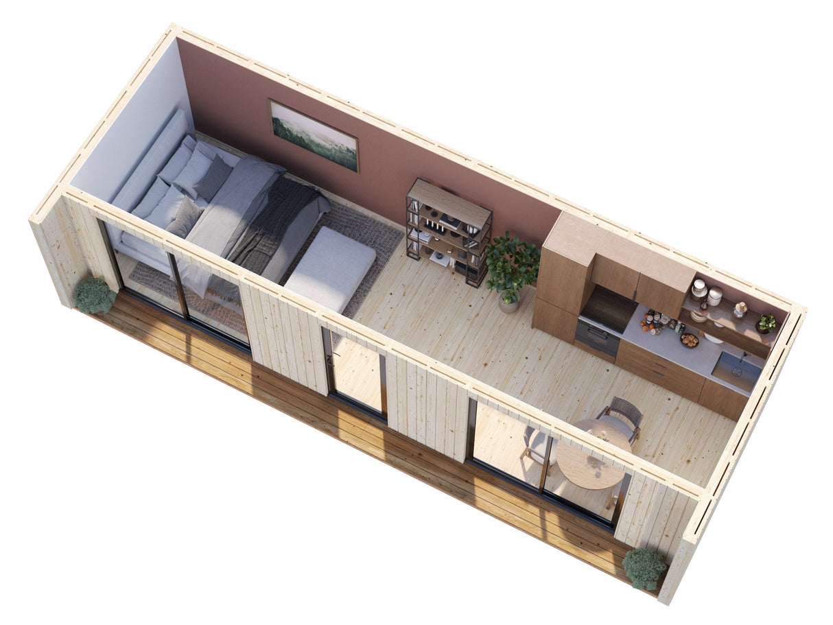 Johanna 22,4 m² (9,x3,4 m|18 mm) Soojustatav minimaja