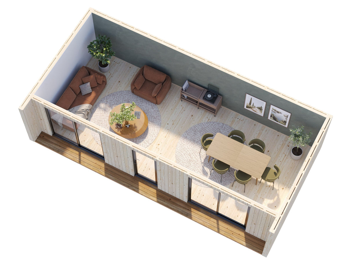 Johanna 31,8 m² (9,x4,5 m | 18 mm) Ruumikas modernne põhjamaine minimaja – soojustusvalmis