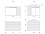 Amanda 11.2m2 (3.9x3m | 44mm) Väike alumiiniumustega viilkatusega aiamaja