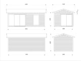 Amanda 17.2m2 (5.95x3m | 44mm) Lükanduste ja modernse nurgalahendusega aiamaja