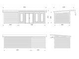Aurelia 15,2 + 7,9 m² (8,3x3 m | 44 mm) Ruumikas modernne aiamaja katusealusega