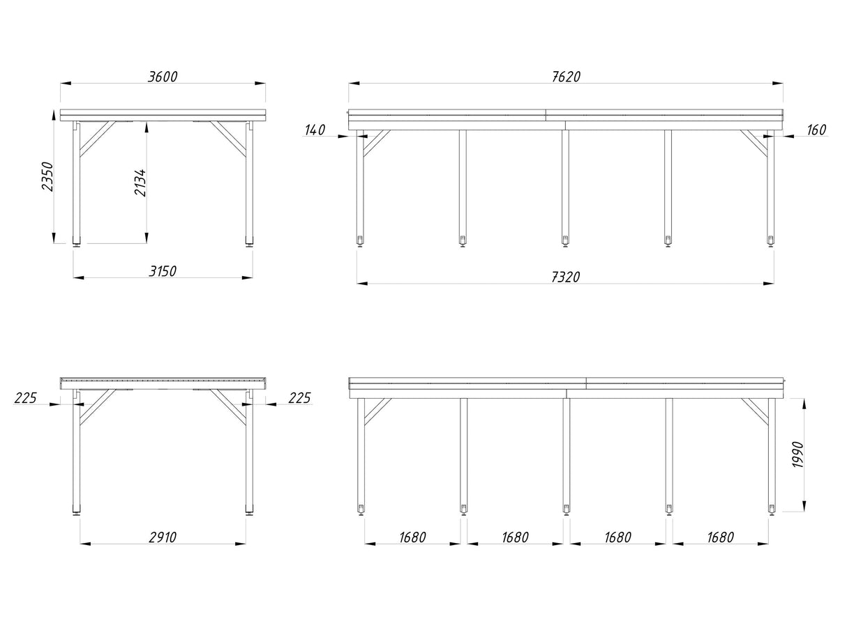 Karl 23.1m2 (3.15x7.32m) Lamekatusega autovarjualune