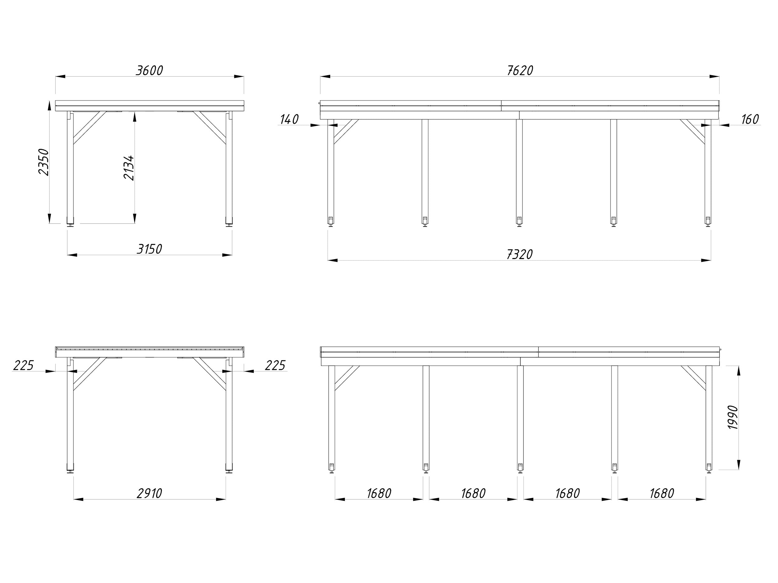 Karl 23.1m2 (3.15x7.32m) Lamekatusega autovarjualune