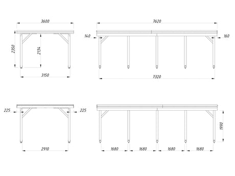 Karl 23.1m2 (3.15x7.32m) Lamekatusega autovarjualune