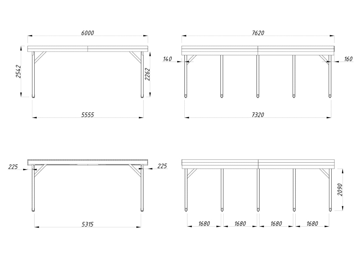 Karl 40.6m2 (5.55x7.32m) Lamekatusega kahekohaline autovarjualune