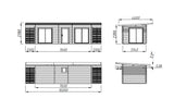 Cecilia 21.8m2 (7.6x3.14m | 70mm) Kolmeruumiline suvemaja alumiiniumakende ja -ustega