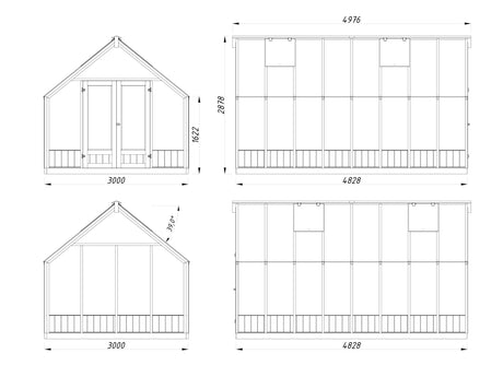Emilia 13,8 m² (3x4,8 m | 18 mm) Kasvuhoone – tehases värvitud