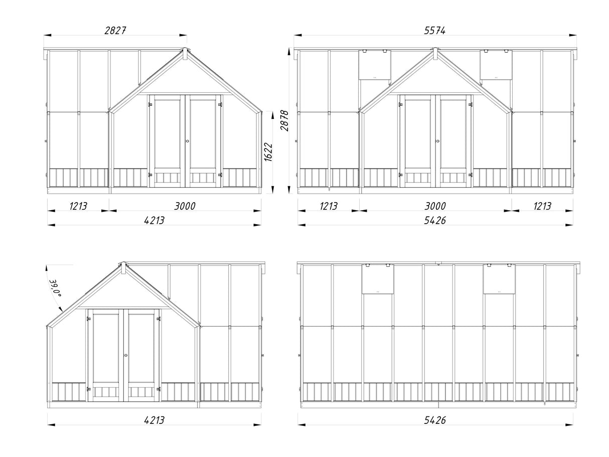 Emilia 19,1 m2 klaaskasvuhoone (RAL7012)