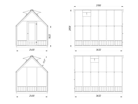 Emilia 8.2m2 (2.4x3.6m | 18mm) Halliks värvitud modernne klaasmaja