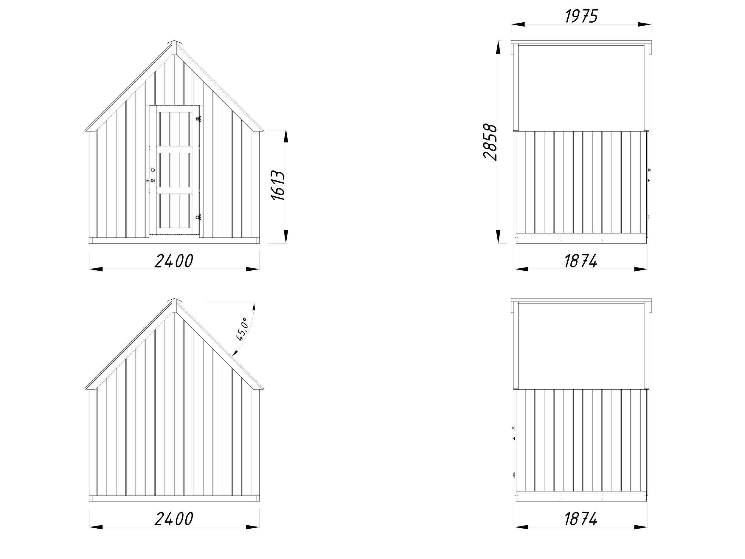 Emilia-lisakuur 4 m² (2,4x1,9 m | 18 mm) Lisakuur Emilia kasvuhoonele – tumehalliks värvitud