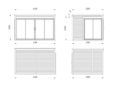 Serena 1 (4,2x3,2 m | 12,6 m² | 44 mm) Modernne klaaspaviljon aeda – alumiiniumuksed ja -aknad (ühekordne või topeltklaas)