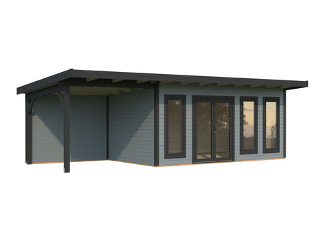 Aurelia 15,2 + 7,9 m² (8,3x3 m | 44 mm) Ruumikas modernne aiamaja katusealusega
